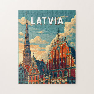 Lettland Illustration Reise Kunst Vintage