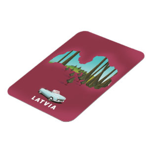 Lettland Illustrierte Karte Magnet