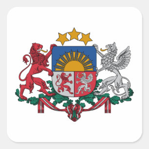 Lettland Landeswappen Symbol Emblem Flagge Quadratischer Aufkleber