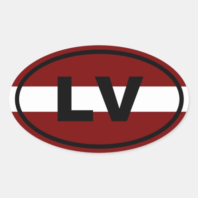 Lettland LV European Ovaler Aufkleber (Vorderseite)