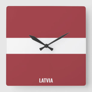 Lettland National Flag Patriotic Quadratische Wanduhr
