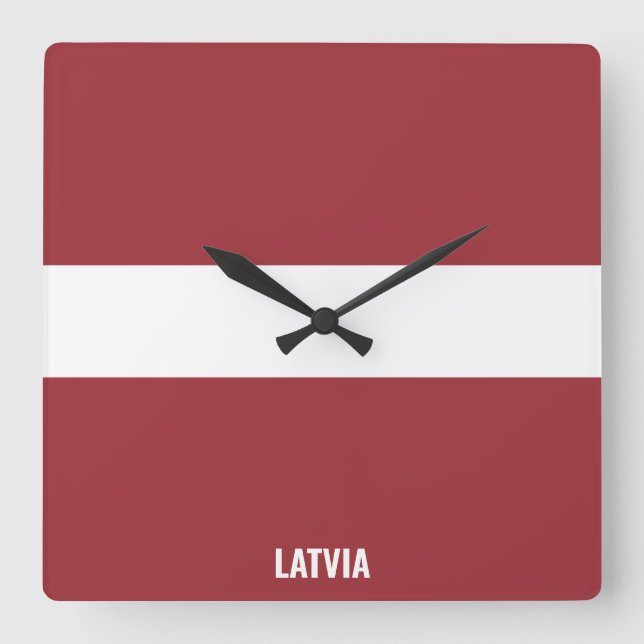 Lettland National Flag Patriotic Quadratische Wanduhr (Vorderseite)