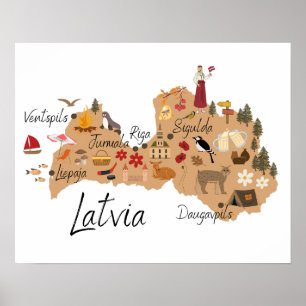 Lettland-Reisekartenposter Poster