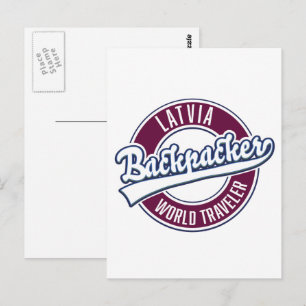 Lettland Rucksacktourist Welt Reisender Postkarte