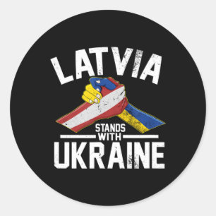 Lettland steht unter ukrainischer Flagge Runder Aufkleber