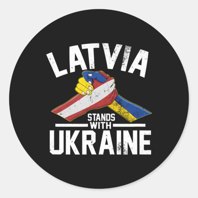 Lettland steht unter ukrainischer Flagge Runder Aufkleber (Vorderseite)