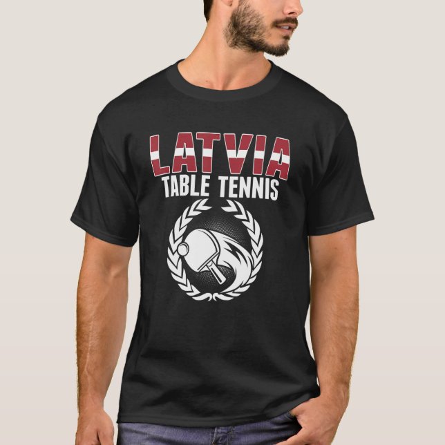 Lettland Tischtennis Lettisch Ping Pong Team Suppo T-Shirt (Vorderseite)
