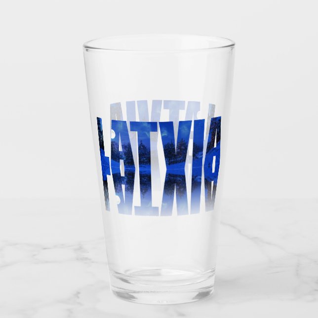 Lettland Winterabendtext mit Reflektion Glas (Vorderseite)