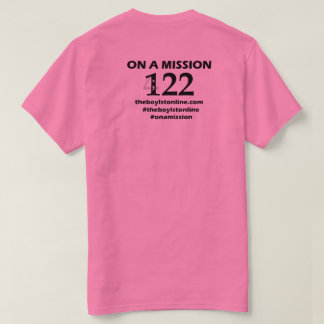 Lettrage noir (rose) de T-shirt "sur mission"
