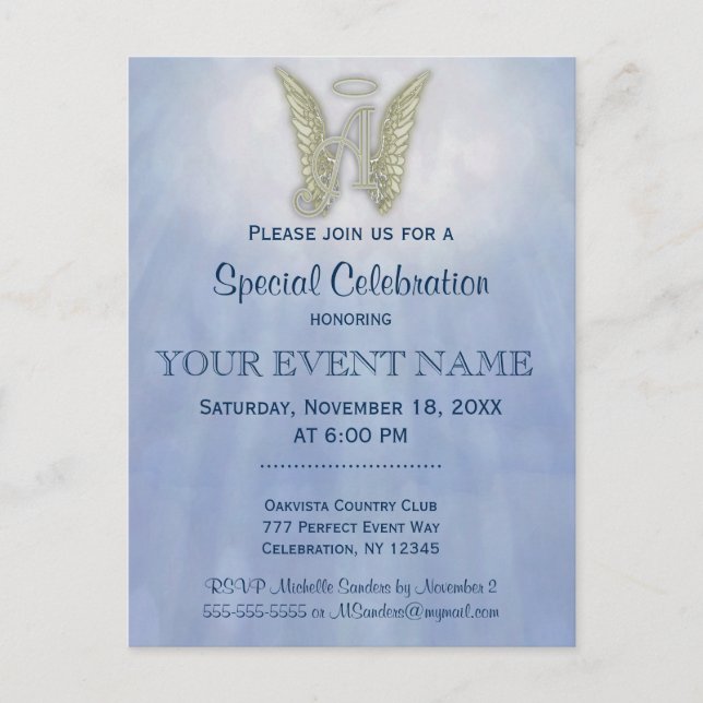 Lettre A Angel Monogramme Invitation (Devant)