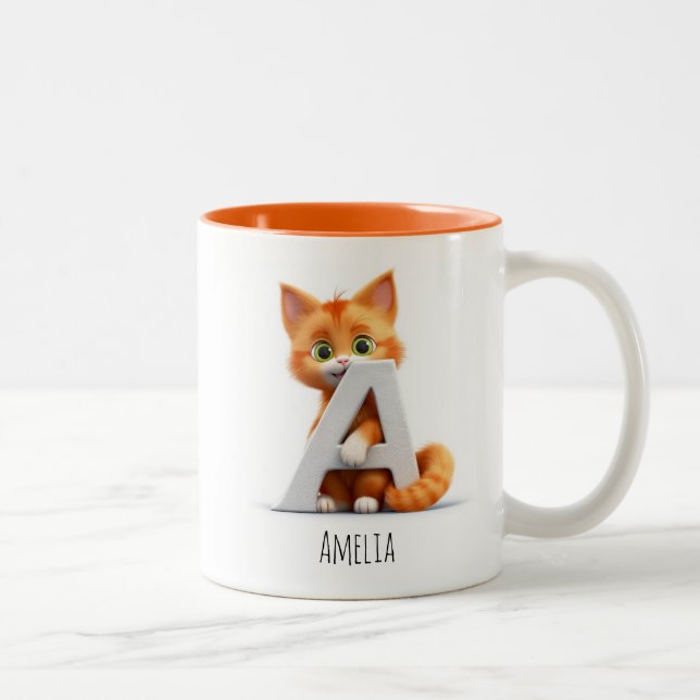 Lettre A Chat Alphabet Monogramme Café Mug (Droit)