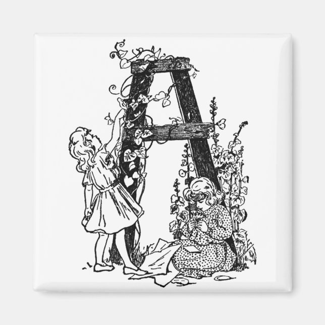 Lettre 'A' dans le jardin - Magnet (Devant)