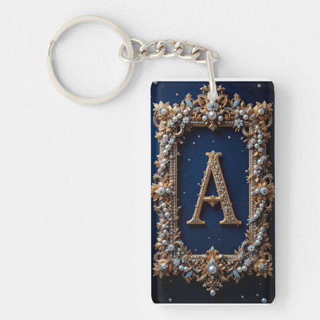 Lettre A dorée ornée de bijoux (Devant)