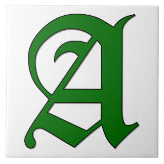 Lettre A en Carreaux Monogrammes verts