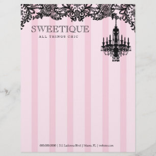 Lettre À En-tête 311 rayures roses de Sweetique et lustre de