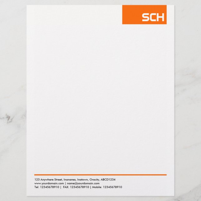 Lettre À En-tête Balise supérieure - orange (Devant)