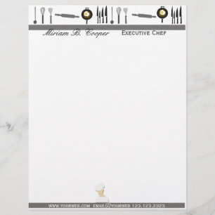Lettre À En-tête Chef professionnel promotionnel de cuisinier