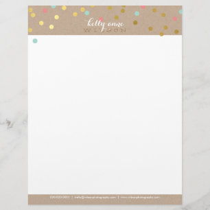 Lettre À En-tête CONFETTI GLAMOROUS mignon feuille d'or corail ment