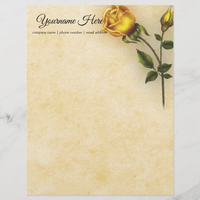 Lettre À En-tête Créez votre propre rose jaune (Devant)