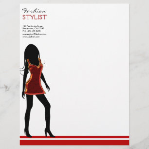 Lettre À En-tête Fashion Girls in Red Dress Letterhead Modèle