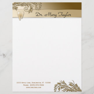 Lettre À En-tête Feuille molaire d'or de papeterie d'en-tête de