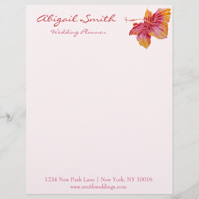 Lettre À En-tête Fleur d'Hibiscus hawaïen en-tête personnalisée (Devant)