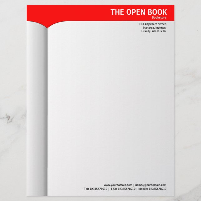 Lettre À En-tête Livre ouvert - Rouge (Devant)