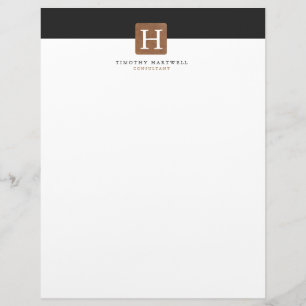 Lettre À En-tête Monogramme audacieux fendu de centre blanc du noir