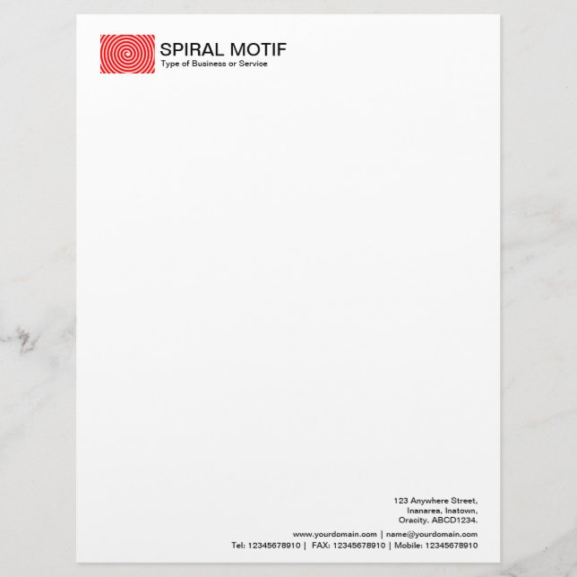 Lettre À En-tête Motif en spirale - Rouge (Devant)