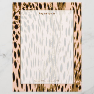 Lettre À En-tête Papier Cheetah, arrière - plan rose