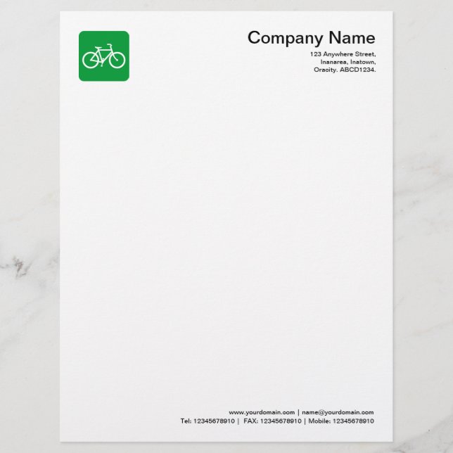 Lettre À En-tête Symbole de bicyclette - Vert gazon (Devant)