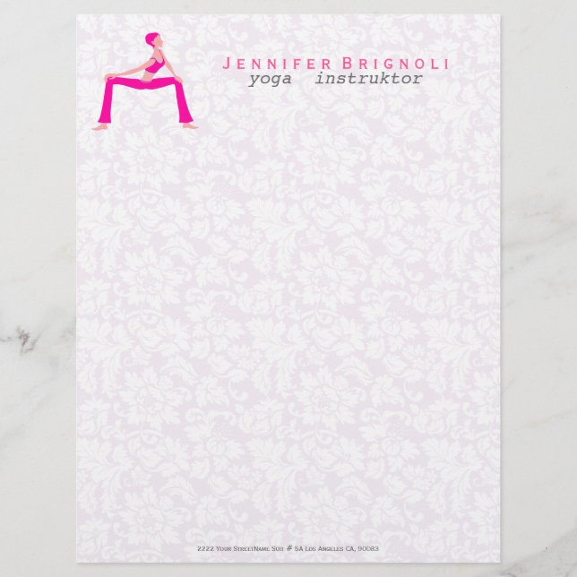 Lettre À En-tête Tons Rose Et Peau Yoga Pose Silhouette (Devant)