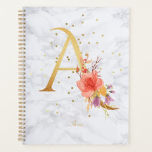 Lettre A Monogramme Doré Aquarelle Marbre Moderne