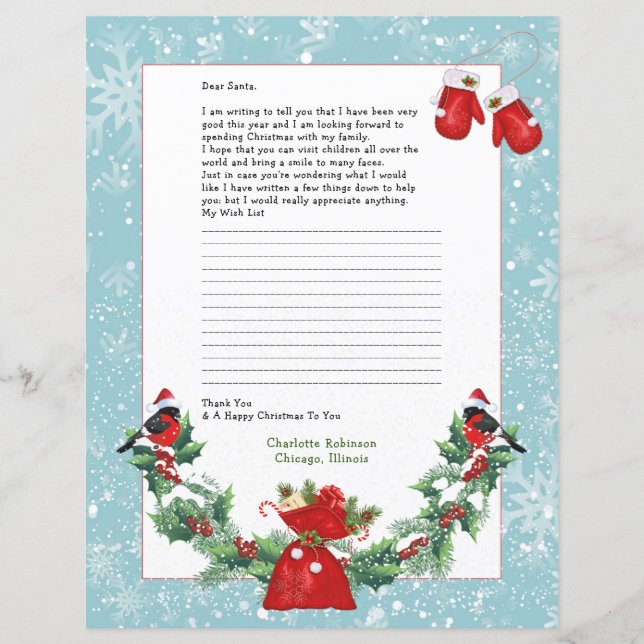Lettre à Père Noël Papeterie personnalisée (Devant)