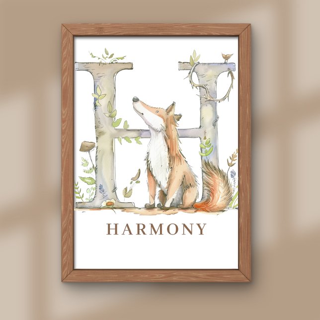 Lettre alphabet animal H Enfants Nom Renard Poster (Créateur téléchargé)