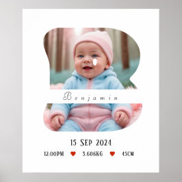 Lettre Alphabet bébé personnalisée - B - Poster