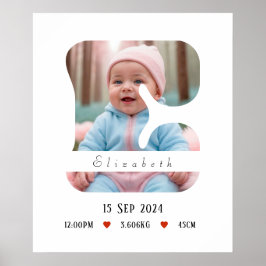Lettre Alphabet bébé personnalisée - E - Poster