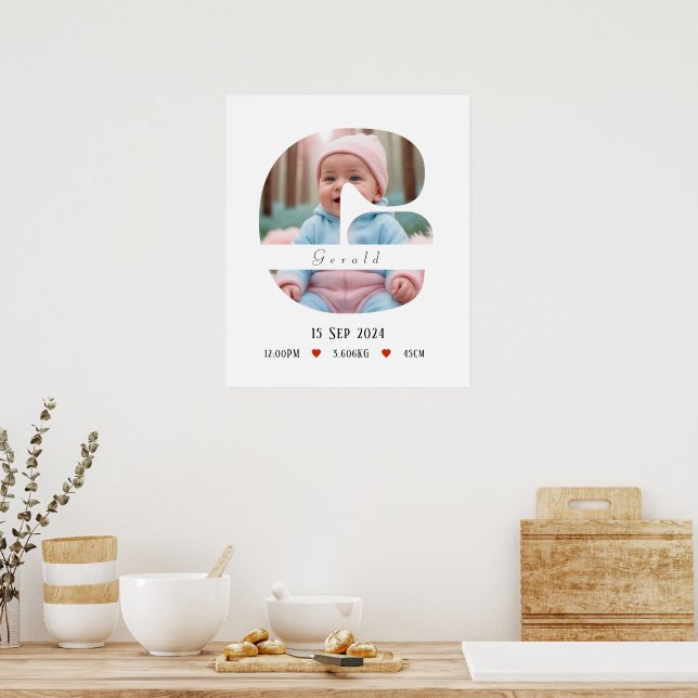 Lettre Alphabet bébé personnalisée - G - Poster (Cuisine)