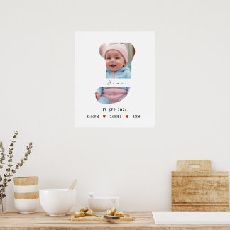 Lettre Alphabet bébé personnalisée - J - Poster