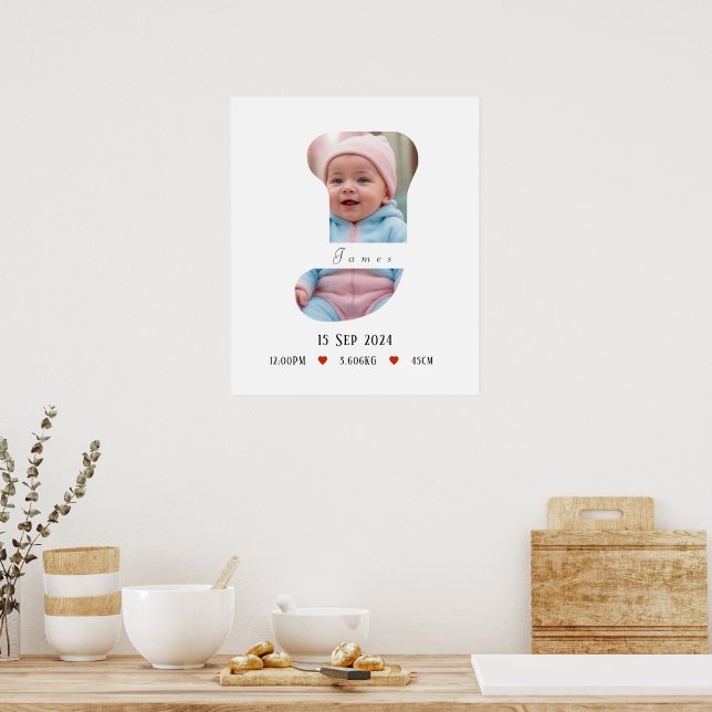 Lettre Alphabet bébé personnalisée - J - Poster (Cuisine)