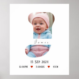 Lettre Alphabet bébé personnalisée - J - Poster