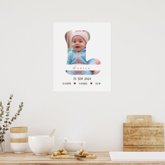 Lettre Alphabet bébé personnalisée - L - Poster (Cuisine)