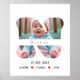 Lettre Alphabet bébé personnalisée - N - Poster