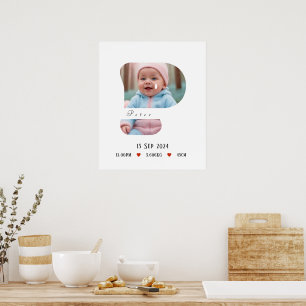 Lettre Alphabet bébé personnalisée - P - Poster