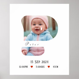 Lettre Alphabet bébé personnalisée - P - Poster
