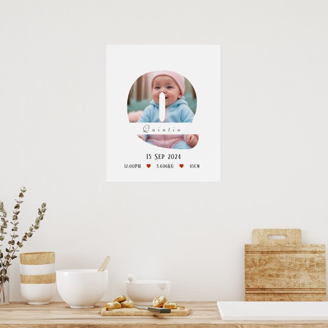 Lettre Alphabet bébé personnalisée - Q - Poster (Cuisine)