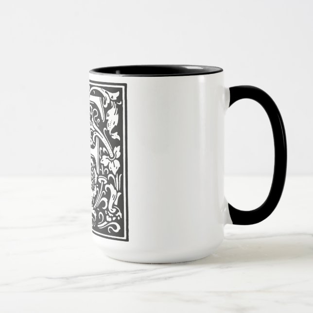 Lettre alphabet de style Renaissance F sur Mug (Droite)