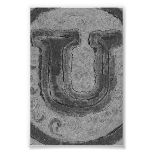 LETTRE Alphabet Photographie U4 Noir et Blanc 4x6 (Devant)