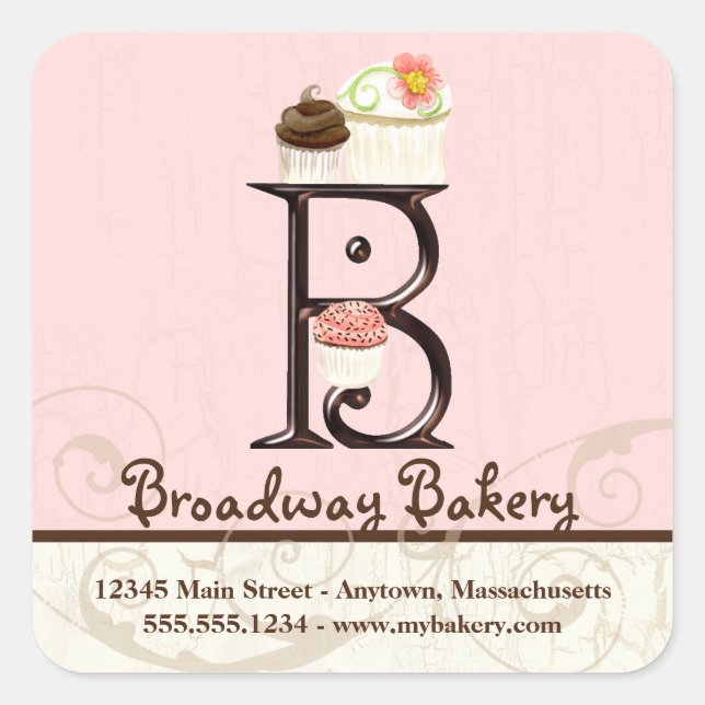 Lettre B Monogram Cupcake Logo Autocollants d'affa (Devant)