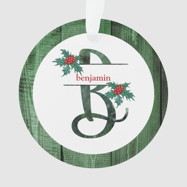 *~* Lettre B Photographie de Noël Rustic Wood AP44 (devant)
